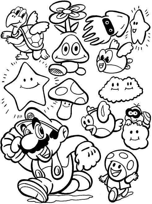cartoon characters coloring pages. Mario Coloring Pages 7